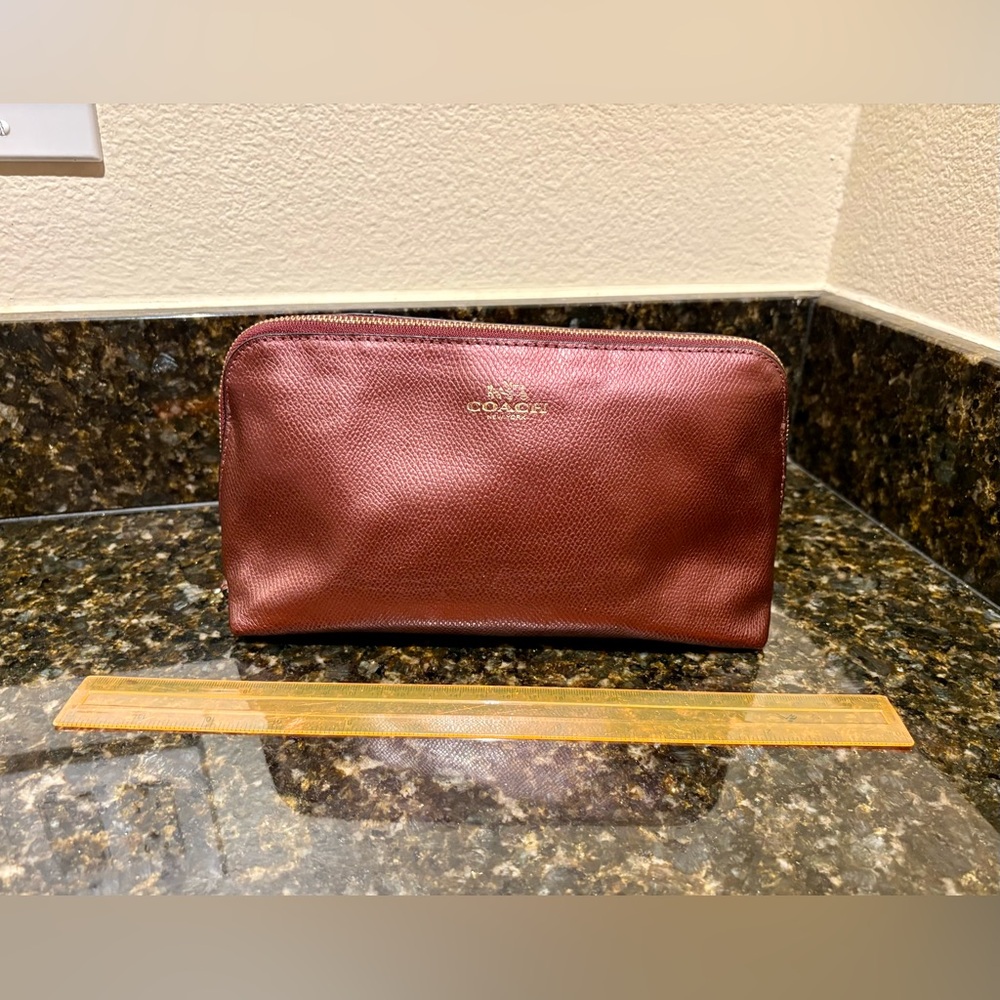 Coach Metallic Cherry Cosmetic Case 22 Cross Grain Leather